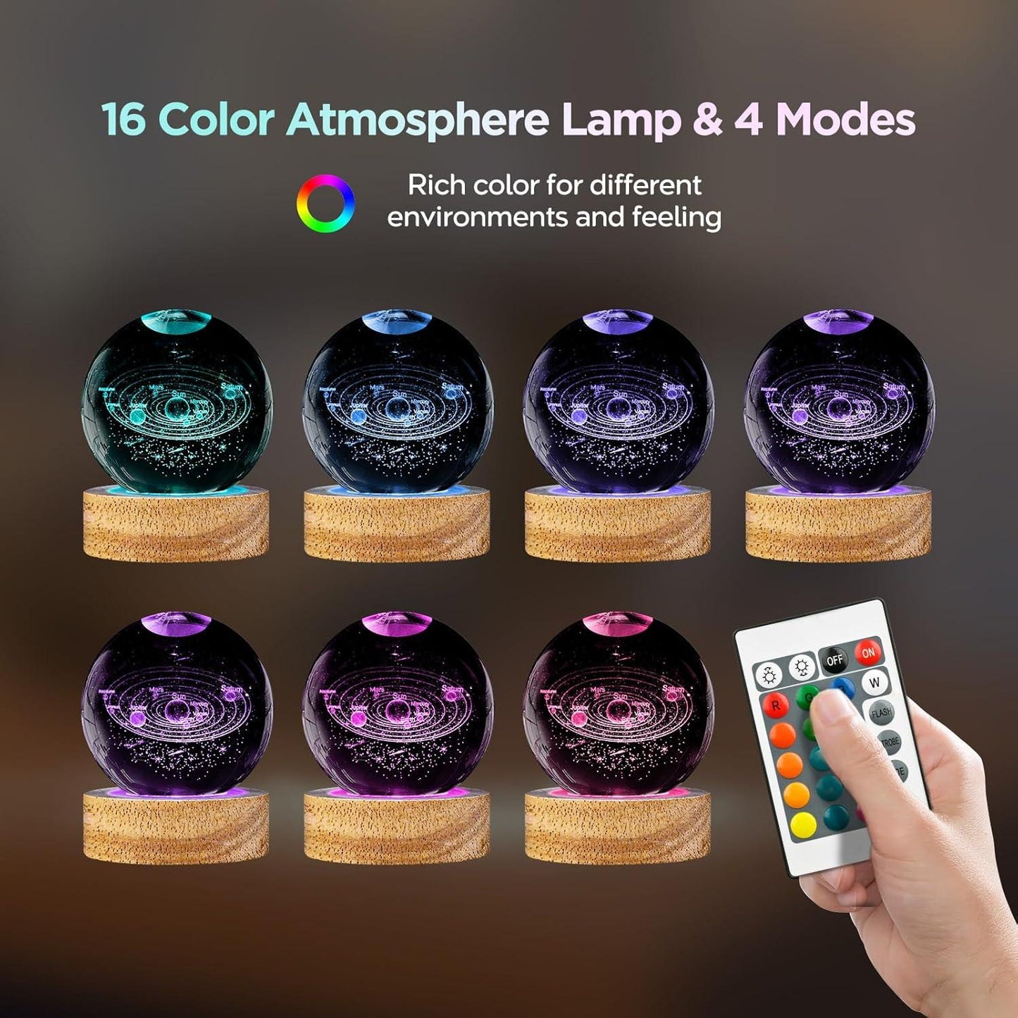 16 Colors Crystal Ball ๐ฎ Lamp Color Changing With Remote