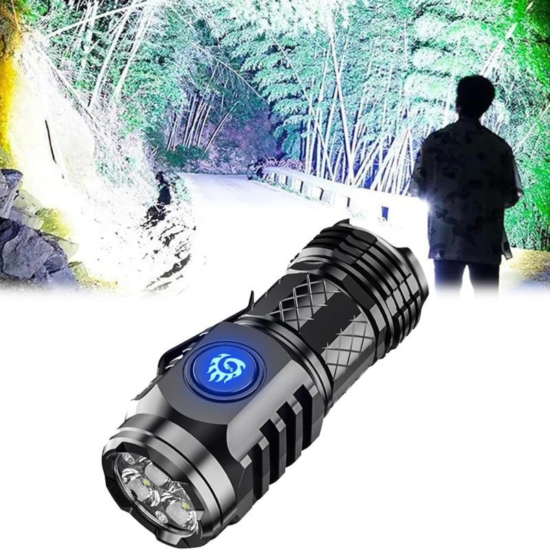 Three Eye Mini Flashlight – Super Bright Rechargeable LED Torch for Outdoor, Camping & Emergency Use