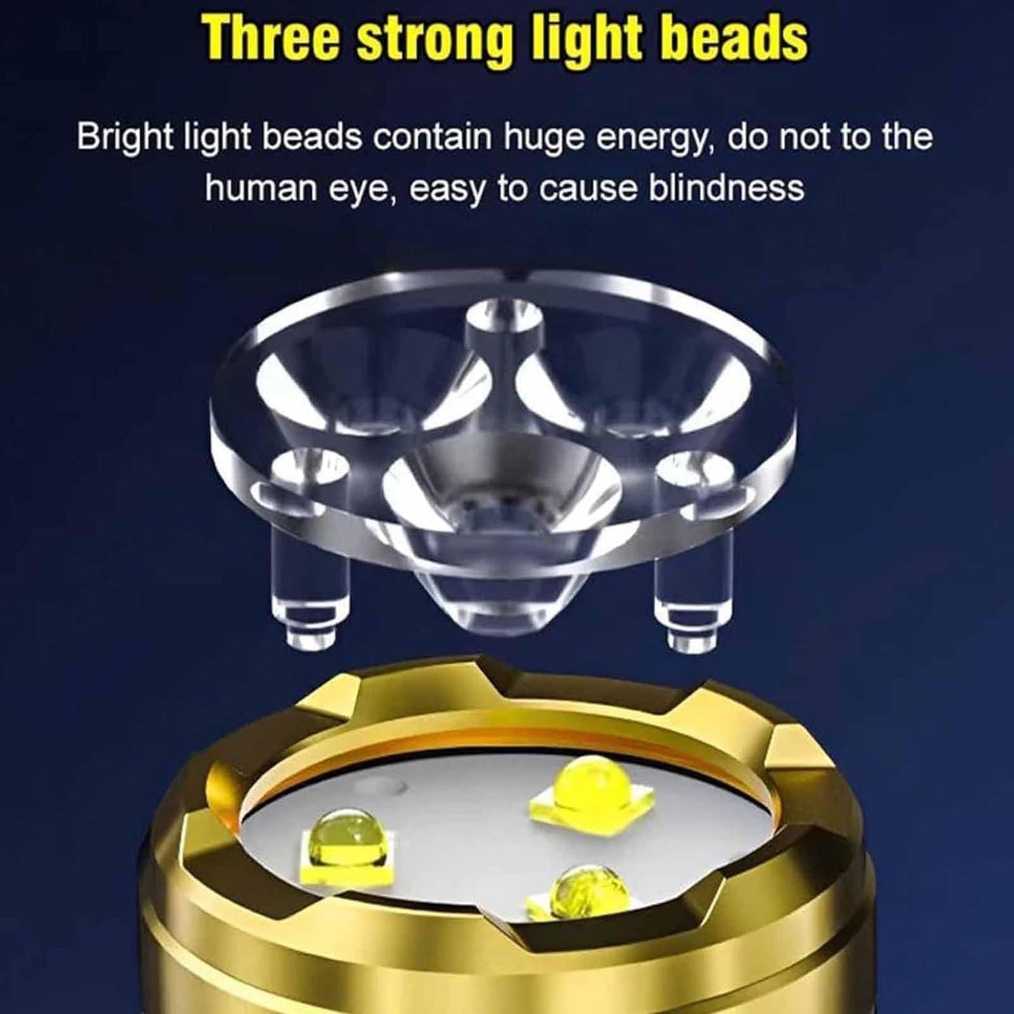 Three Eye Mini Flashlight Portable Outdoor LED Flashlights High Lumens Three Eyed Rechargeable Long Range For Outdoor