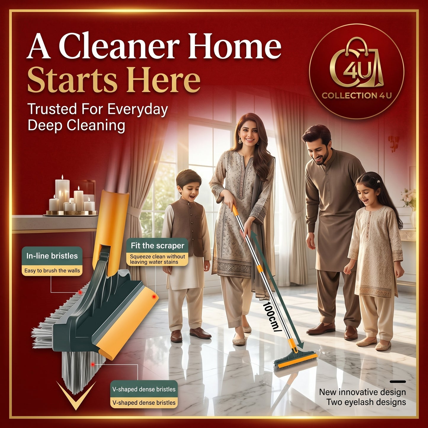 3-in-1 Deep Cleaning Brush – Powerful Scrubber for Floors, Walls, Tiles & Corners