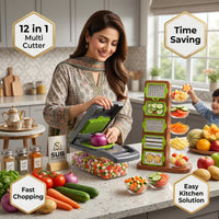 12 in 1 Nicer Dicer Plus Vegetable & Fruit Cutter – Multi Function Kitchen Chopper