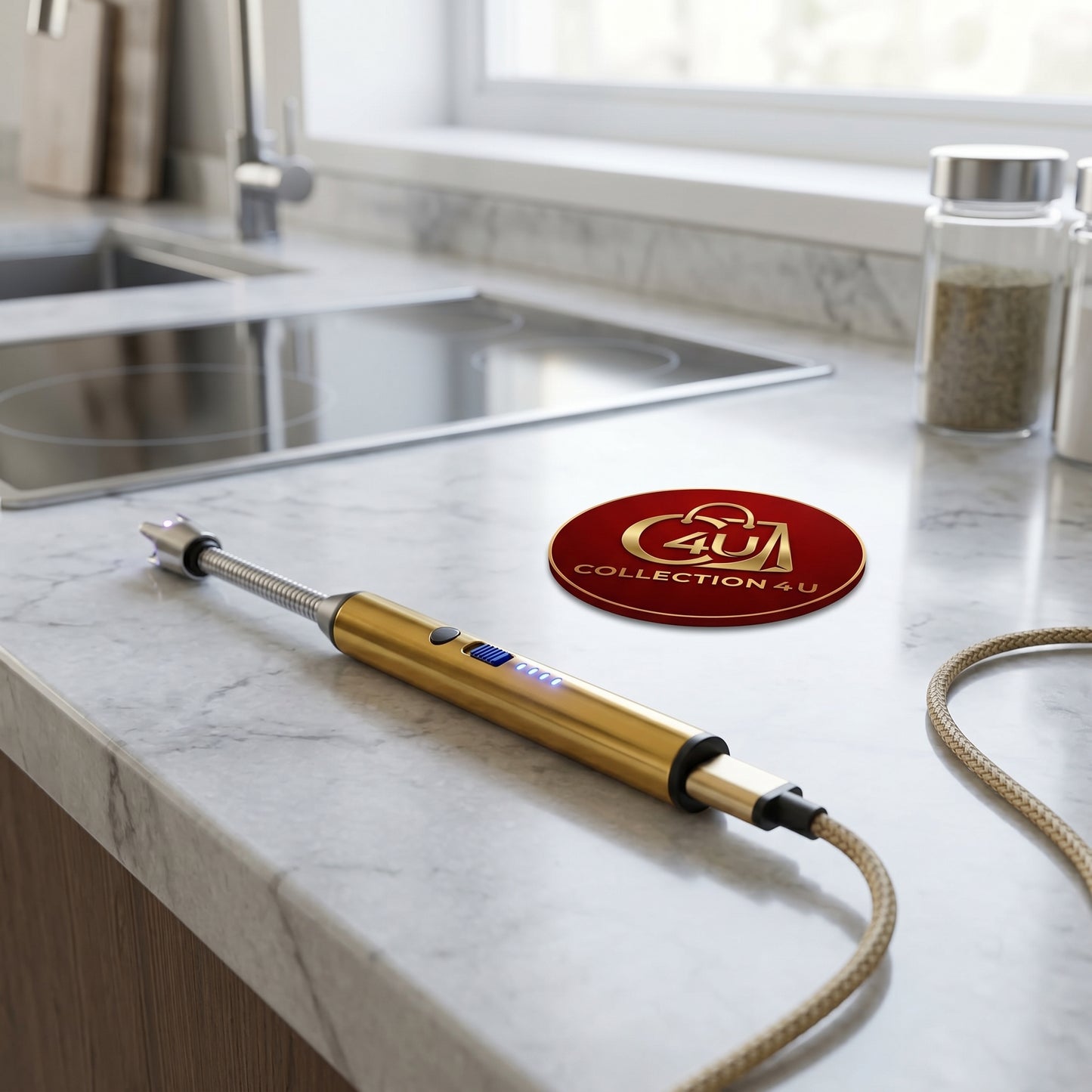 Electric USB Rechargeable Kitchen Lighter – Windproof Flexible Arc Lighter for Gas Stove, BBQ & Candles