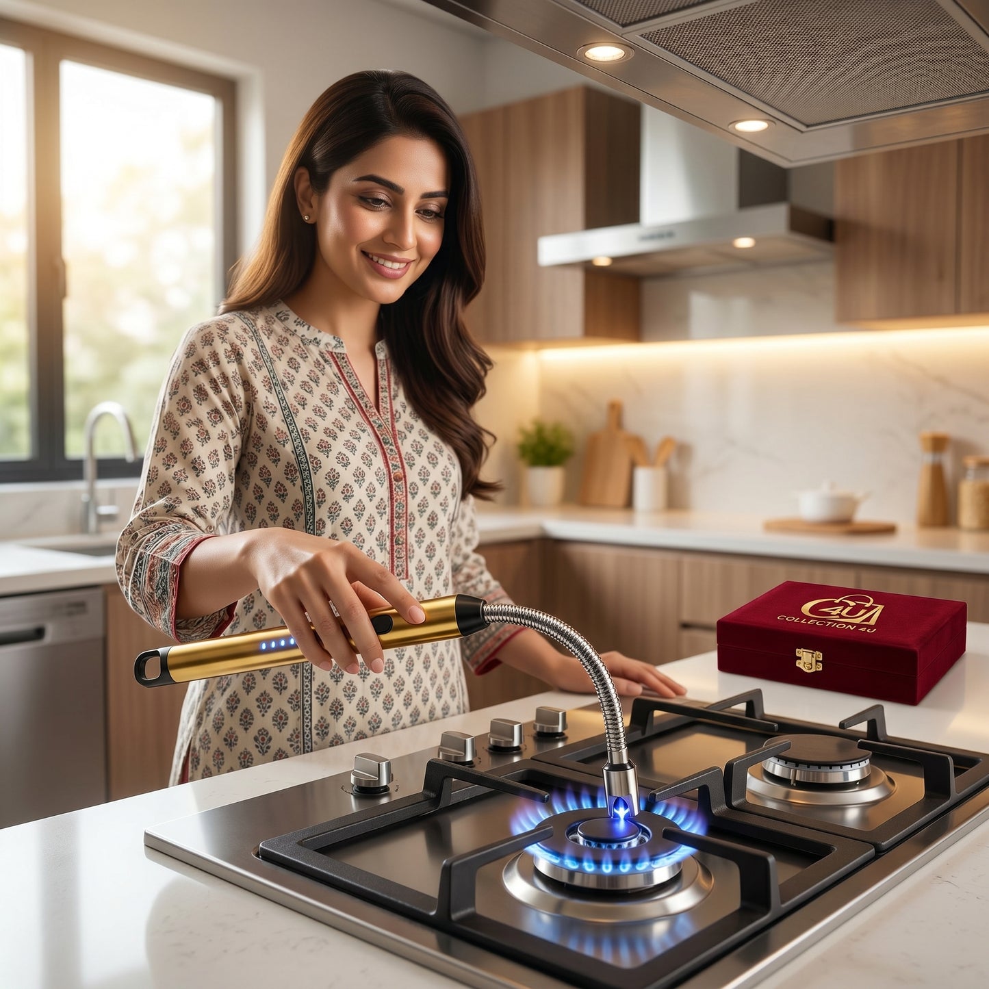 Electric USB Rechargeable Kitchen Lighter – Windproof Flexible Arc Lighter for Gas Stove, BBQ & Candles