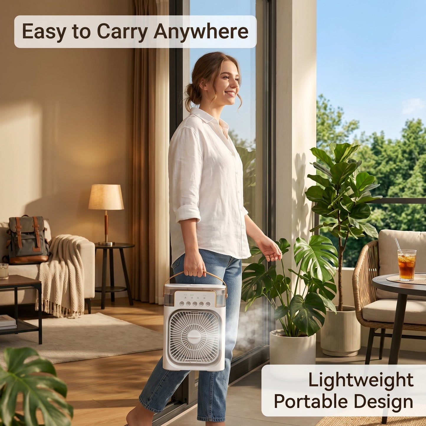 3-in-1 Portable Mini Air Cooler Fan with Humidifier & LED Light – Rechargeable Personal Cooling Fan with Battery Backup (10 Inch)
