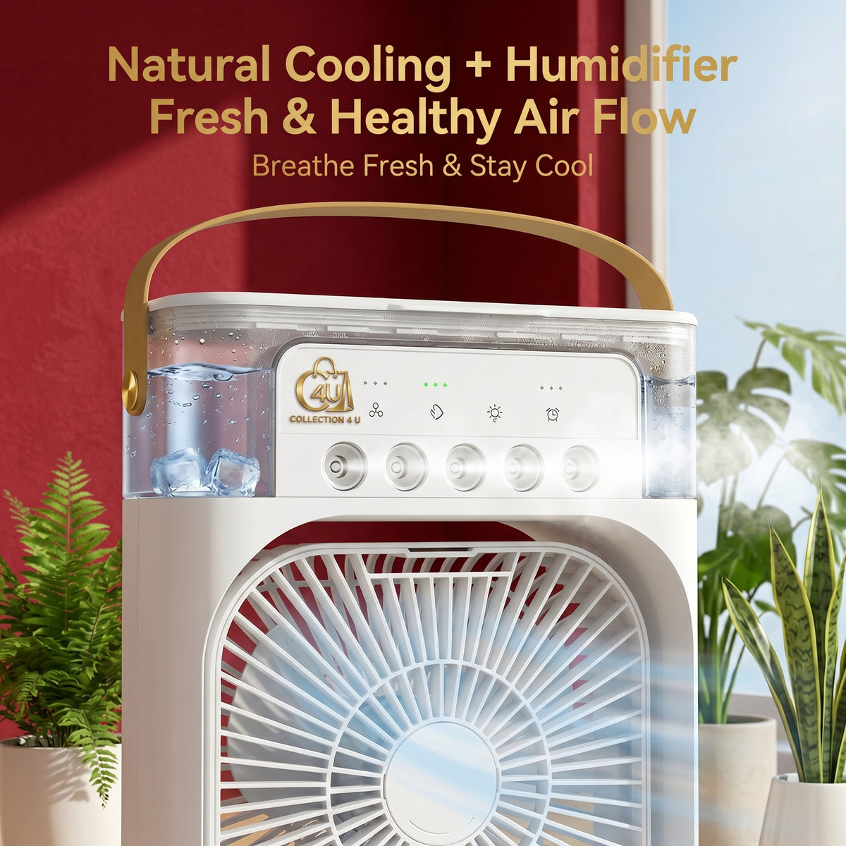 3-in-1 Portable Mini Air Cooler Fan with Humidifier & LED Light – Rechargeable Battery Backup for Load Shedding