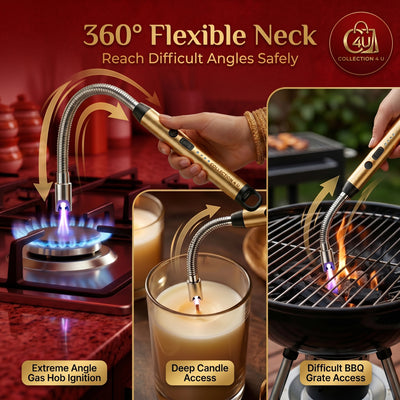 Electric USB Rechargeable Kitchen Lighter – Windproof Flexible Arc Lighter for Gas Stove, BBQ & Candles